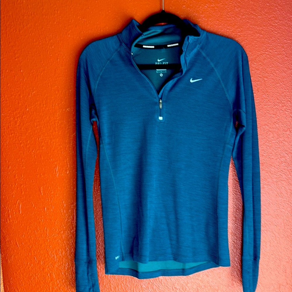 Nike Teal Quarter-Zip Athletic Pullover Shirt